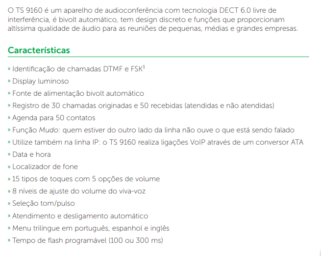 Intelbras – Audioconferência TS9160